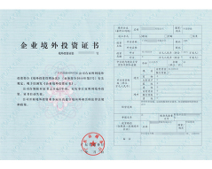 企业境外投资证书